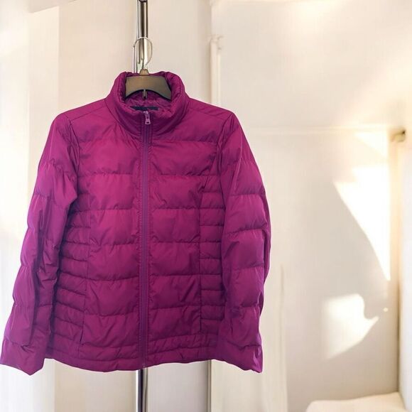 Land’s End Women's Down Puffer Jacket Bright Pink Size M - Picture 1 of 5